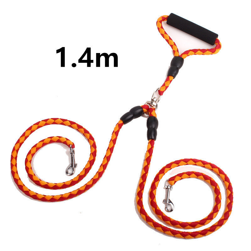 Double-Ended Traction Rope For Walking The Dog Hand-Double-Ended Traction Rope One Plus Two Leash Collar Pet Supplies Dog Collar - Paw Academy Store