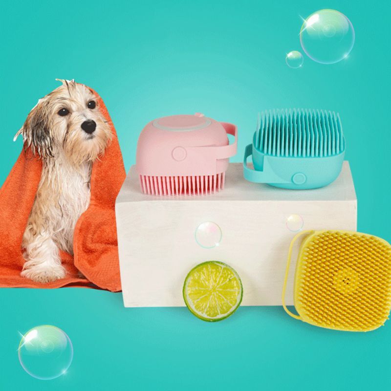 Soft Silicone Pet Bath Brush & Shampoo Dispenser for Grooming - Paw Academy Store