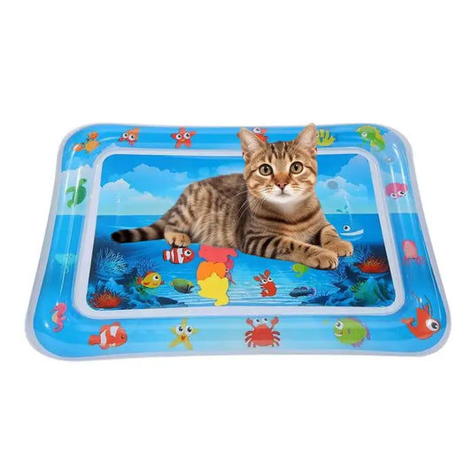 Sensory Water Play Mat For Cats Dogs Water Sensory Pad Thickened Water Sensory Playmat With Fish Pets Summer Playing Water Pad - Paw Academy Store