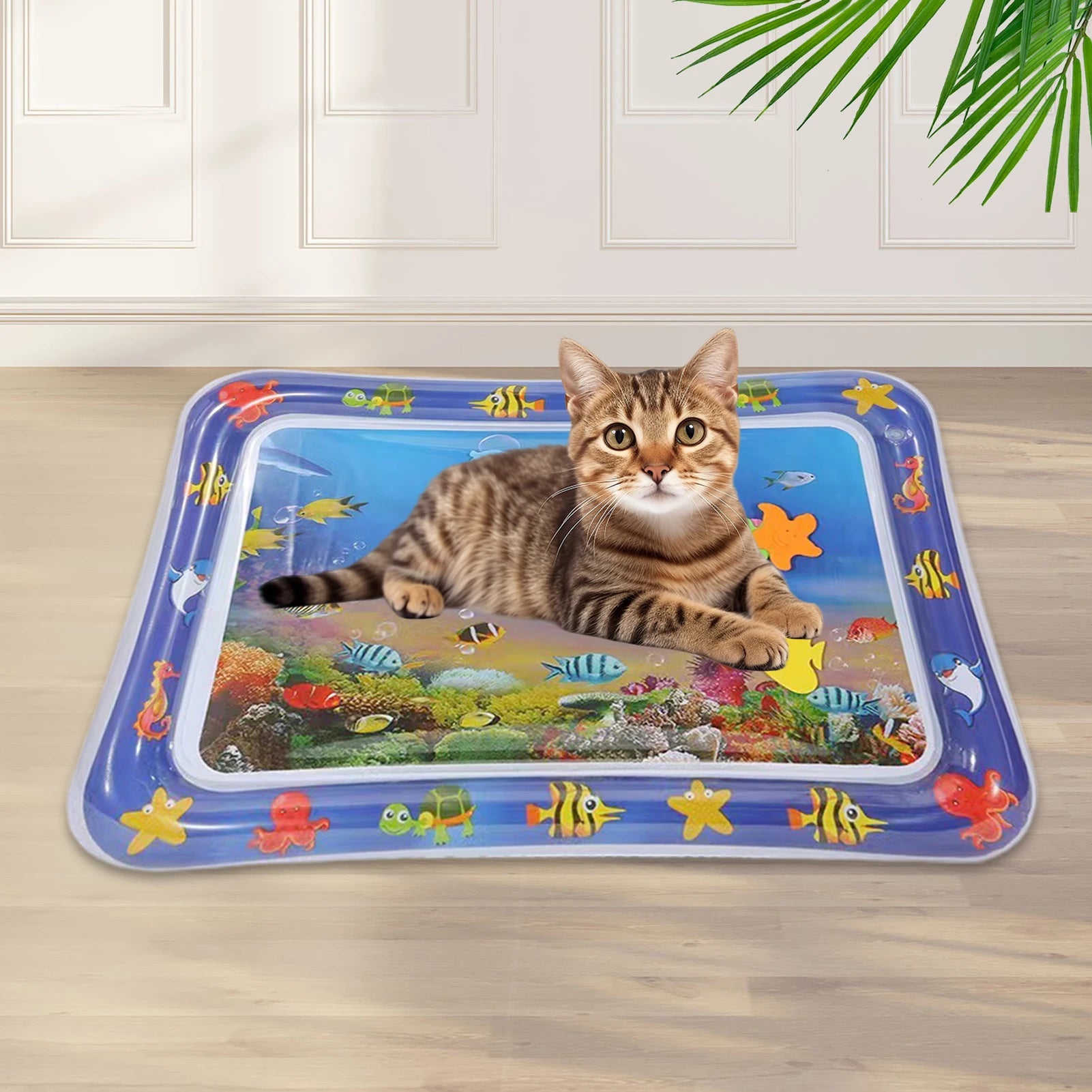 Sensory Water Play Mat For Cats Dogs Water Sensory Pad Thickened Water Sensory Playmat With Fish Pets Summer Playing Water Pad - Paw Academy Store