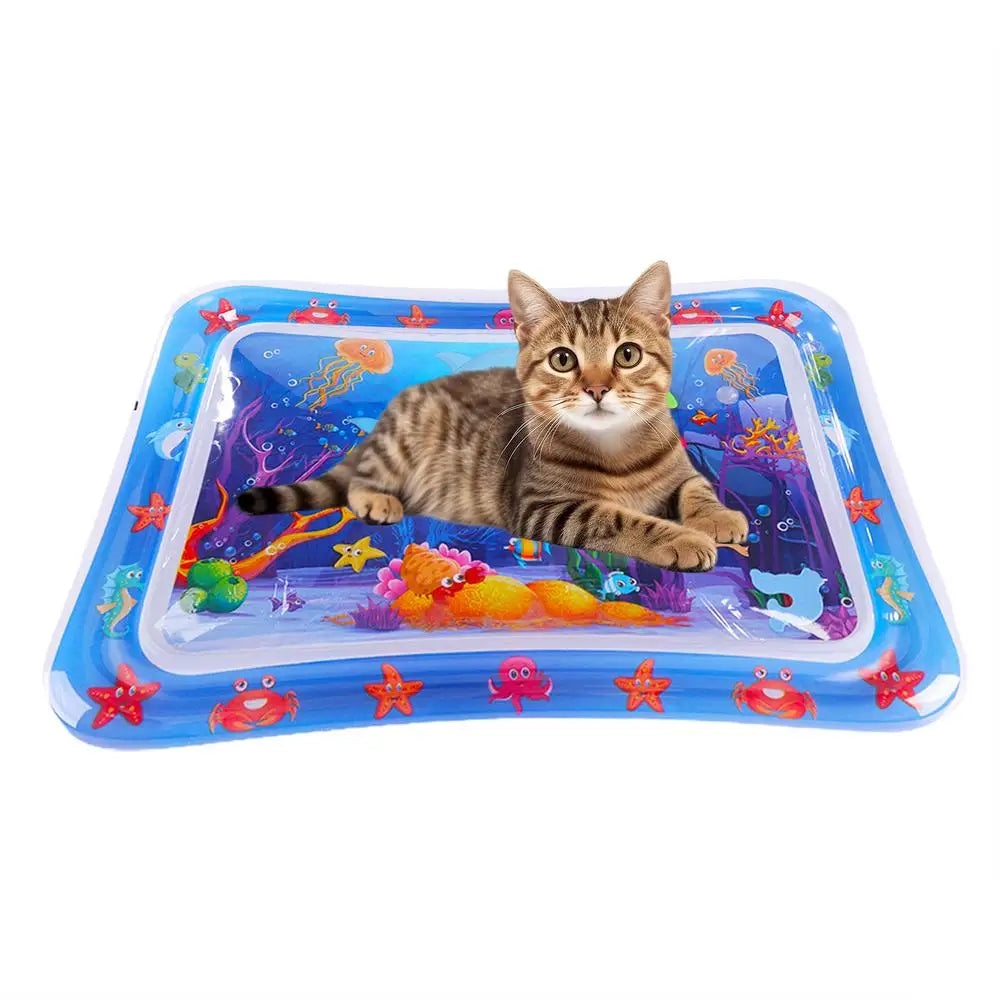 Sensory Water Play Mat For Cats Dogs Water Sensory Pad Thickened Water Sensory Playmat With Fish Pets Summer Playing Water Pad - Paw Academy Store