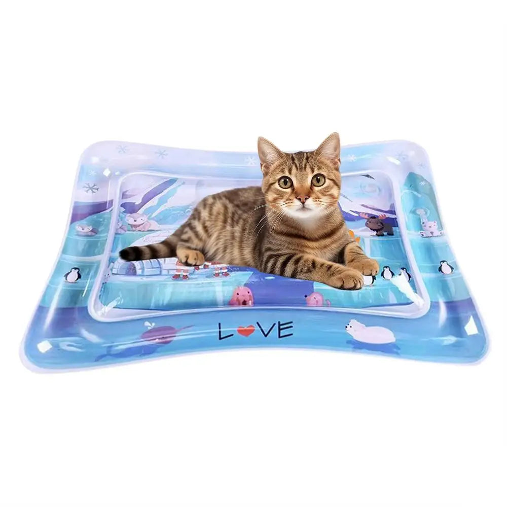 Sensory Water Play Mat For Cats Dogs Water Sensory Pad Thickened Water Sensory Playmat With Fish Pets Summer Playing Water Pad - Paw Academy Store