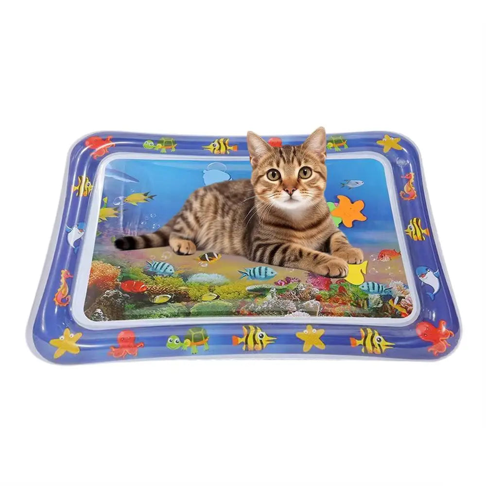 Sensory Water Play Mat For Cats Dogs Water Sensory Pad Thickened Water Sensory Playmat With Fish Pets Summer Playing Water Pad - Paw Academy Store