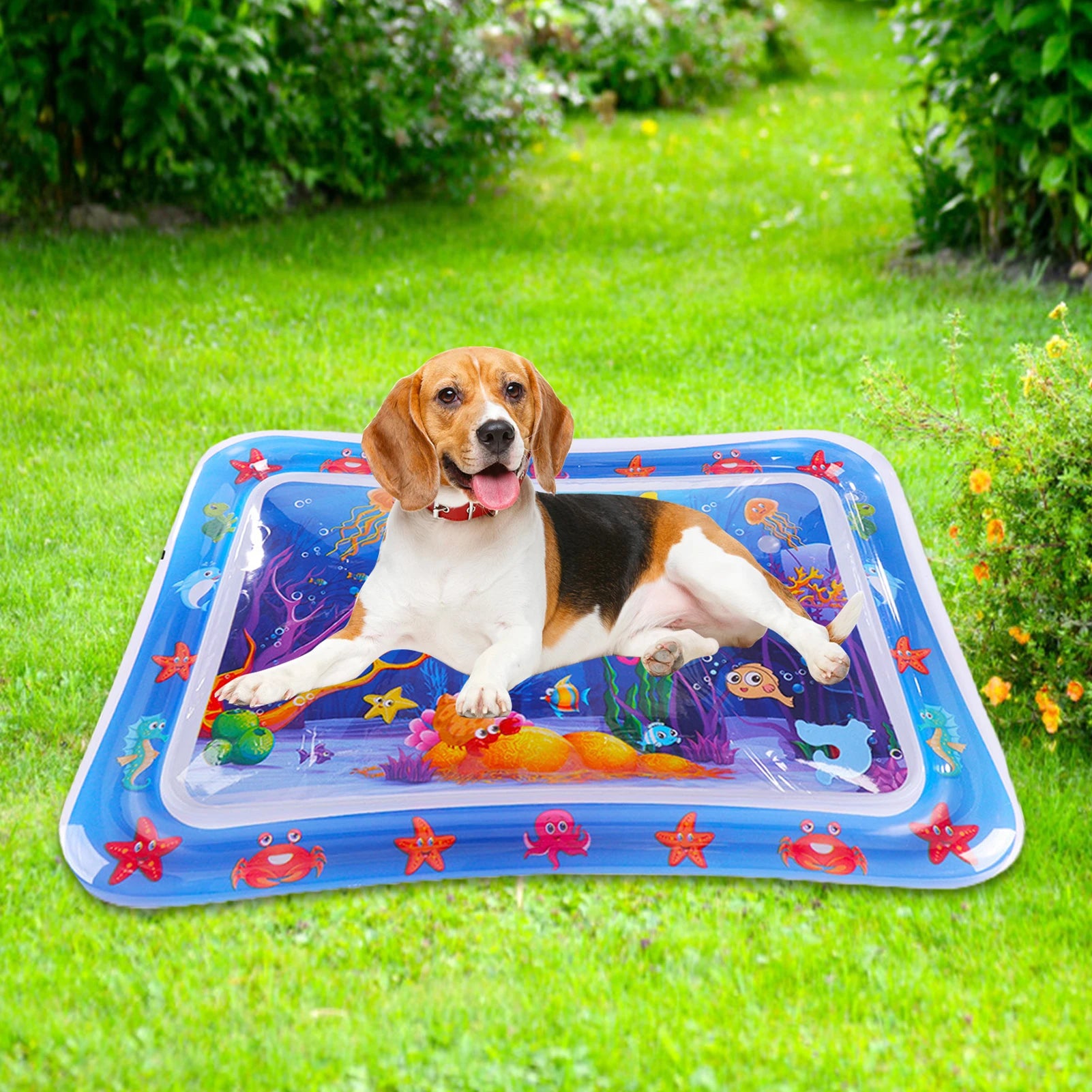 Sensory Water Play Mat For Cats Dogs Water Sensory Pad Thickened Water Sensory Playmat With Fish Pets Summer Playing Water Pad - Paw Academy Store